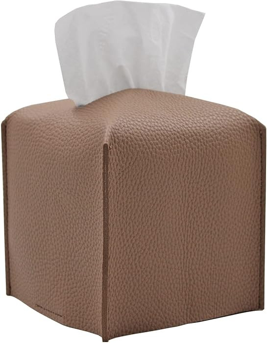 Tissue Box Cover, Square Decorative PU Leather Tissue Box Holder Modern Tissue Case Facial Paper ... | Amazon (US)