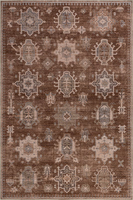 Thalia Medallion Spill Proof Washable | Sienna Brown 4' x 6' rug | Rugs USA