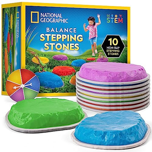 NATIONAL GEOGRAPHIC Stepping Stones for Kids – Durable Non-Slip Stones Encourage Toddler Balance & Gross Motor Skills, Indoor & Outdoor Toys, Obstacle Course, Gifts for Toddlers (Amazon Exclusive) | Amazon (US)