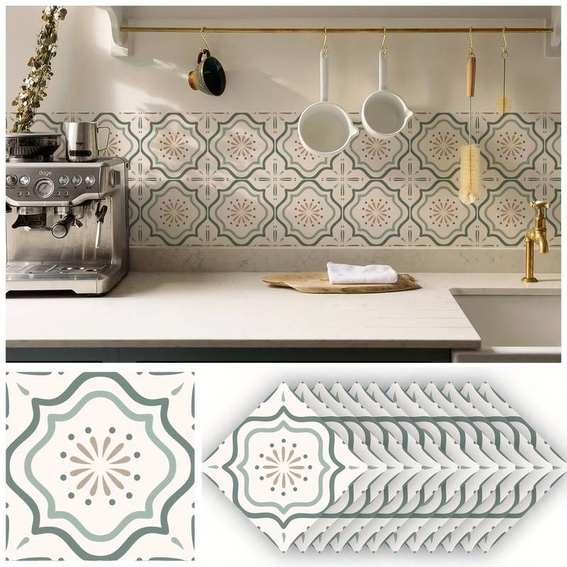 12pcs/set French Pvc Tile Stickers, Retro Floral Tile Wall Stickers, Bathroom Waterproof Anti-sli... | Temu Affiliate Program