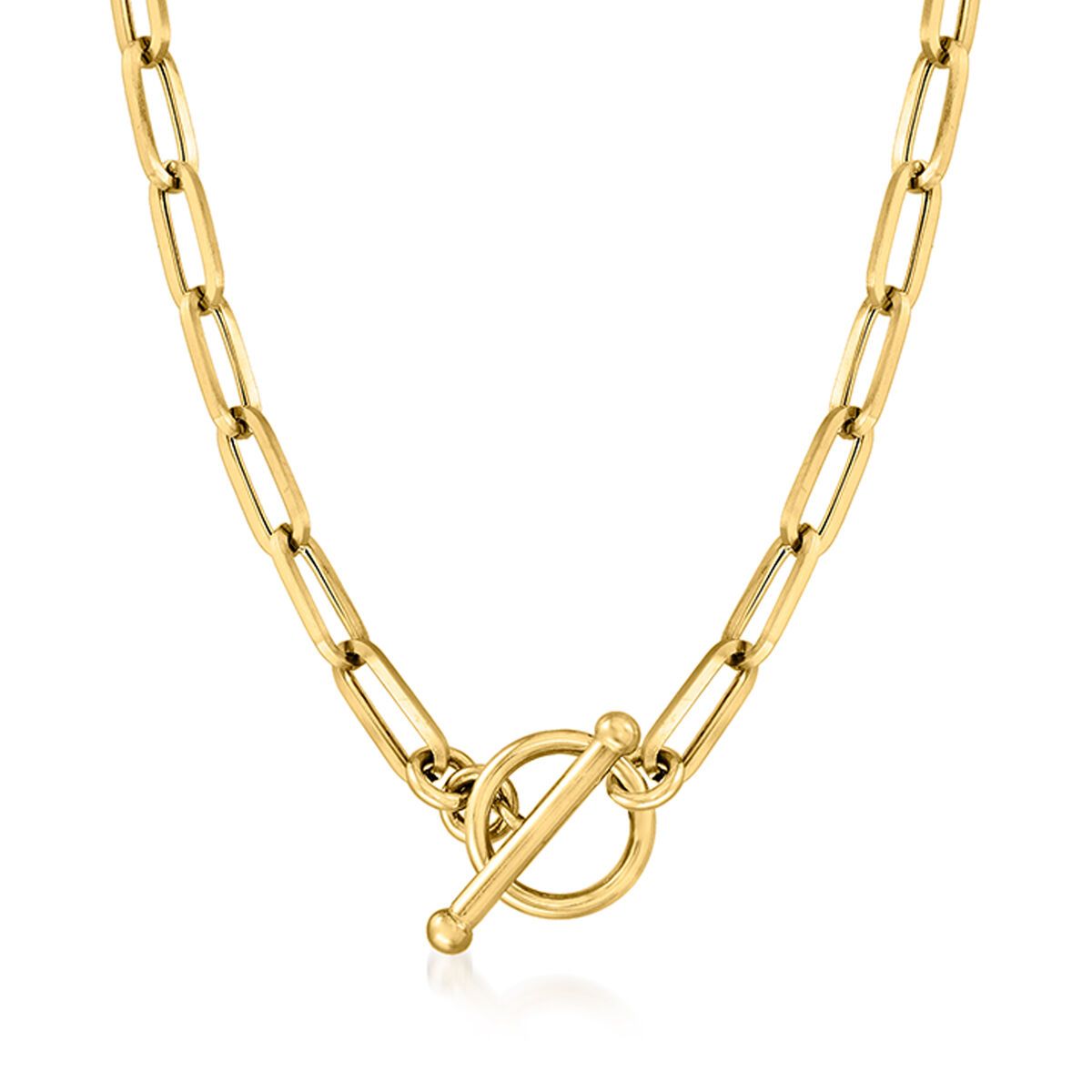Italian 14kt Yellow Gold Paper Clip Link Toggle Necklace. 16" | Ross-Simons