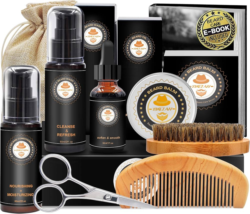 Upgraded Beard Grooming Kit w/Beard Conditioner,Beard Oil,Beard Balm,Beard Brush,Beard Shampoo/Wa... | Amazon (US)