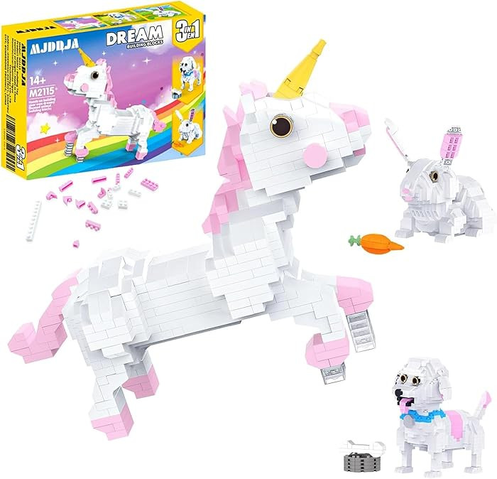 3 in 1 Micro Mini Cute Unicorn Building Toy for Kids,Bunny Animal Building Blocks,Transforms from... | Amazon (US)