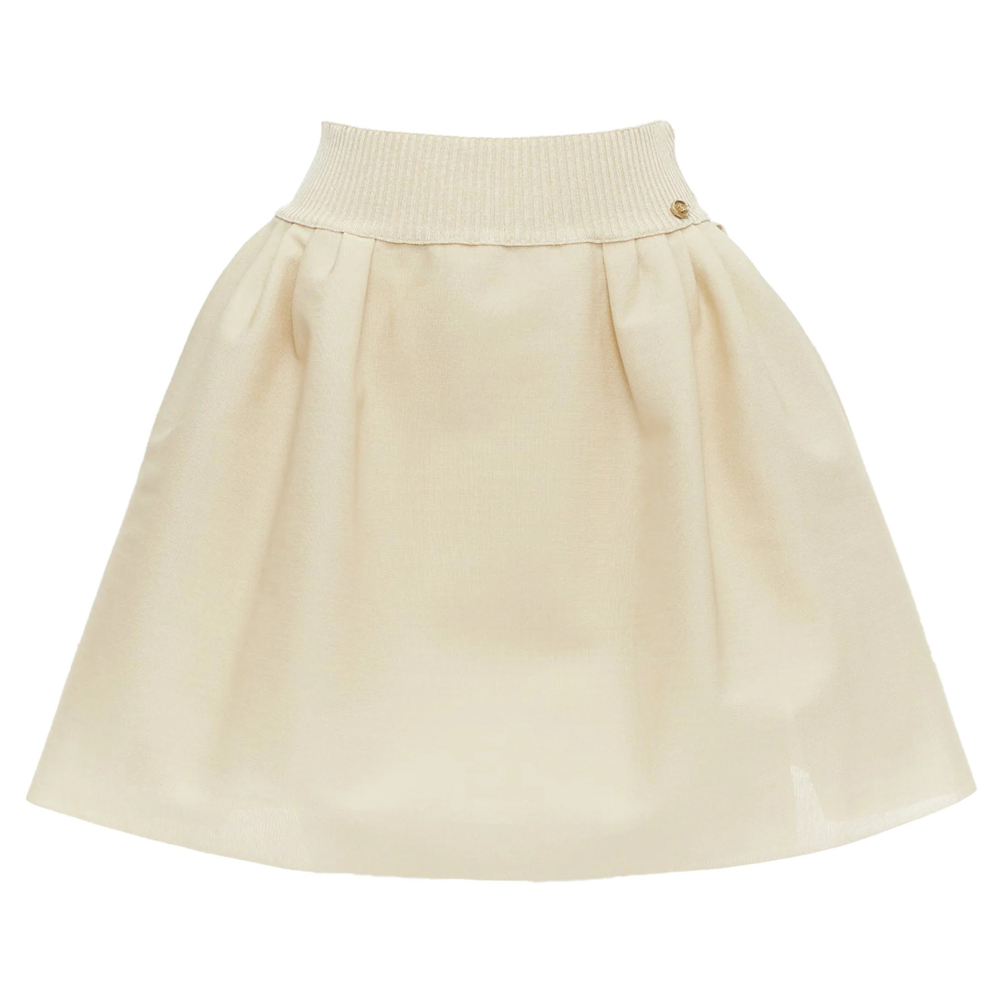 Chanel Light Gold CC Logo Button Flared Skater Skirt | Shop Simon