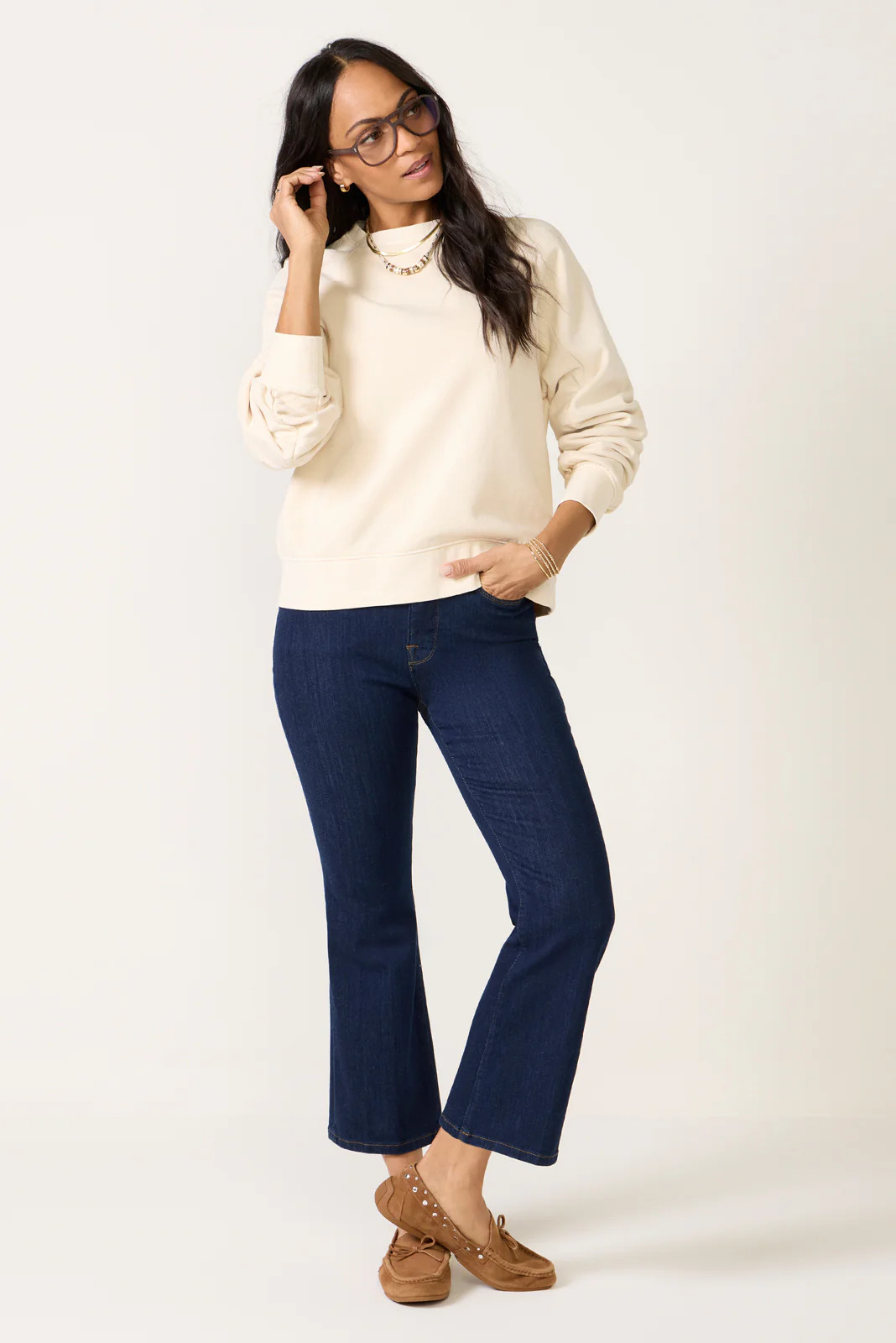 GOOD AMERICAN Women's Legs Crop Mini Bootcut Jean, Blue | Evereve