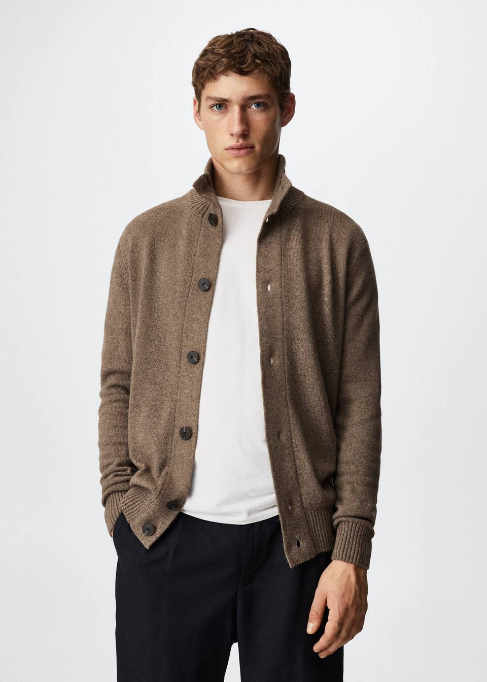 Turtleneck wool cardigan -  Men | Mango Man USA | MANGO (US)