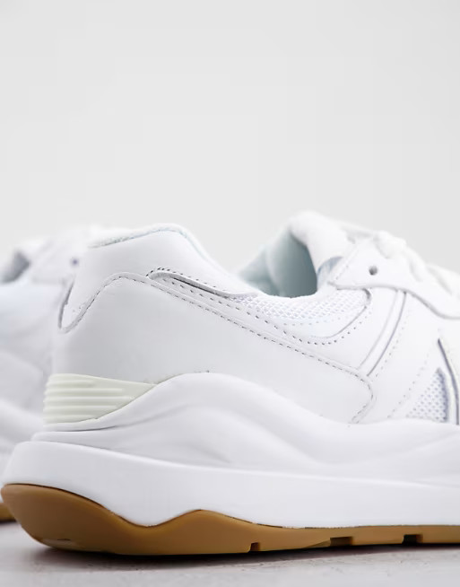 New Balance 57/40 leather trainers in triple white | ASOS (Global)