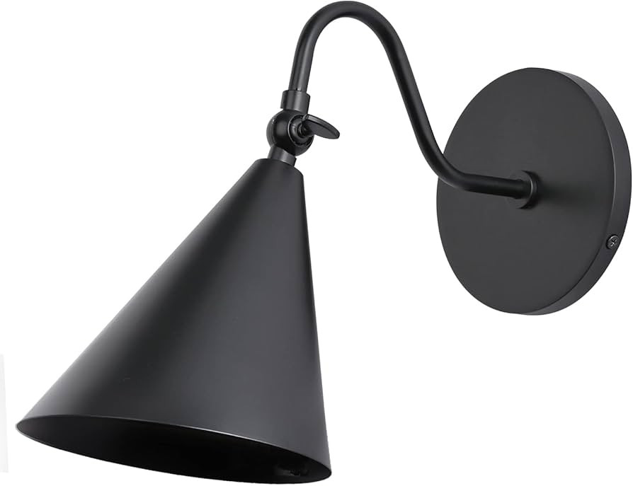Modern Soft Black Wall Sconces with Movable Metal Shape, Goose Neck Style Metal Bedside Lamp Wall... | Amazon (US)