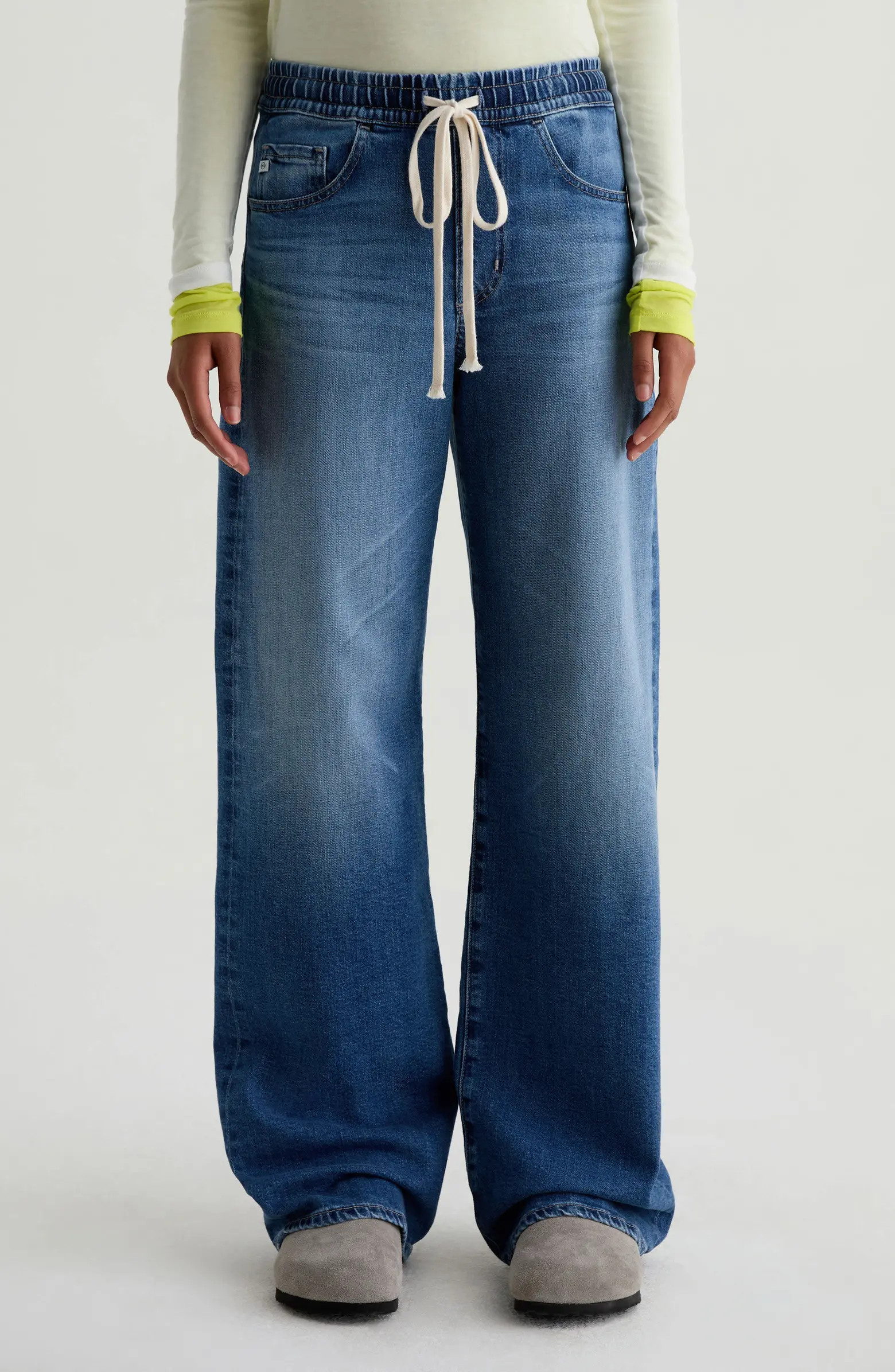 Adria Drawstring Low Rise Wide Leg Jeans | Nordstrom