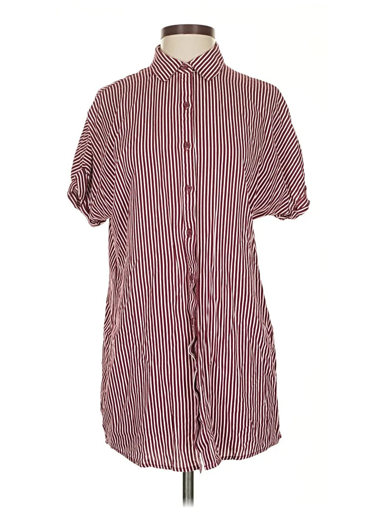 Forever 21 Stripes Burgundy Short Sleeve Blouse Size S - 30% off | ThredUp (US)