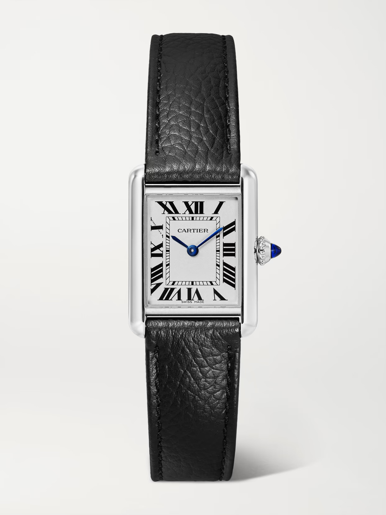 Cartier - Tank Must Solarbeat 29.5mm Small Stainless Steel And Leather Watch - Black | NET-A-PORTER (US)