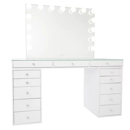 Impressions Vanity Desk Slaystaion Pro 2.0 Makeup Vanity Table with 5 Drawer Units Bundle and Makeup | Walmart (US)