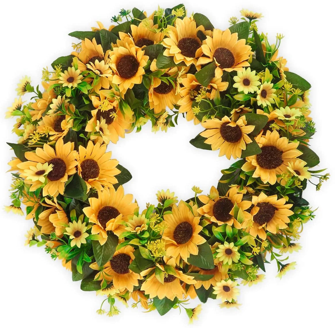 Artificial Sunflower Wreath 17.7 Inch Summer Fall Large Wreaths Springtime All Year Around Flower... | Walmart (US)