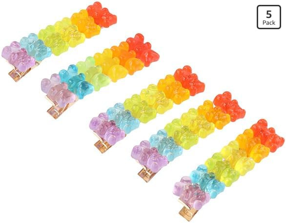 5Pcs Colorful Gummy Bear Hair Clips Candy Color Cartoon Bear Hair Clip Barrette Resin Animal Hairpin Hair Accessories for Women Girls Jewelry Gift | Amazon (US)