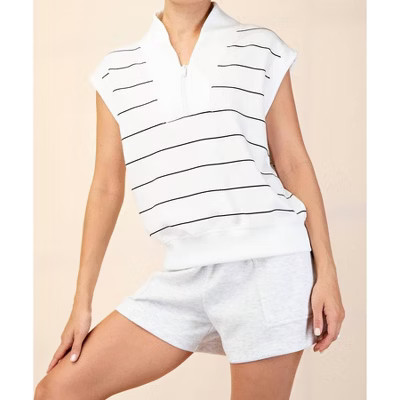 Women's Modal Scuba Stripe Luxe V-neck Sleeveless Top - Plus - RAE MODE 1X | Target