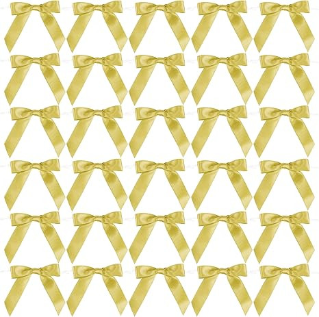 AIMUDI Small Gold Bows for Christmas Tree 2.5" Pretied Gold Bows for Gift Wrapping Premade Satin ... | Amazon (US)
