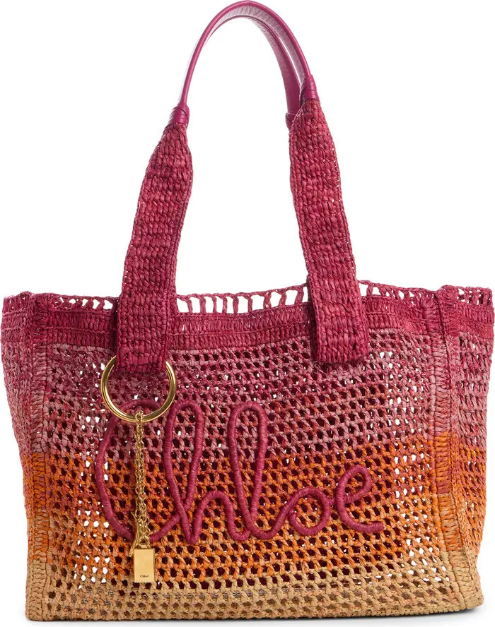 Summer Banana Ombré Crochet Raffia Tote Bag | Nordstrom