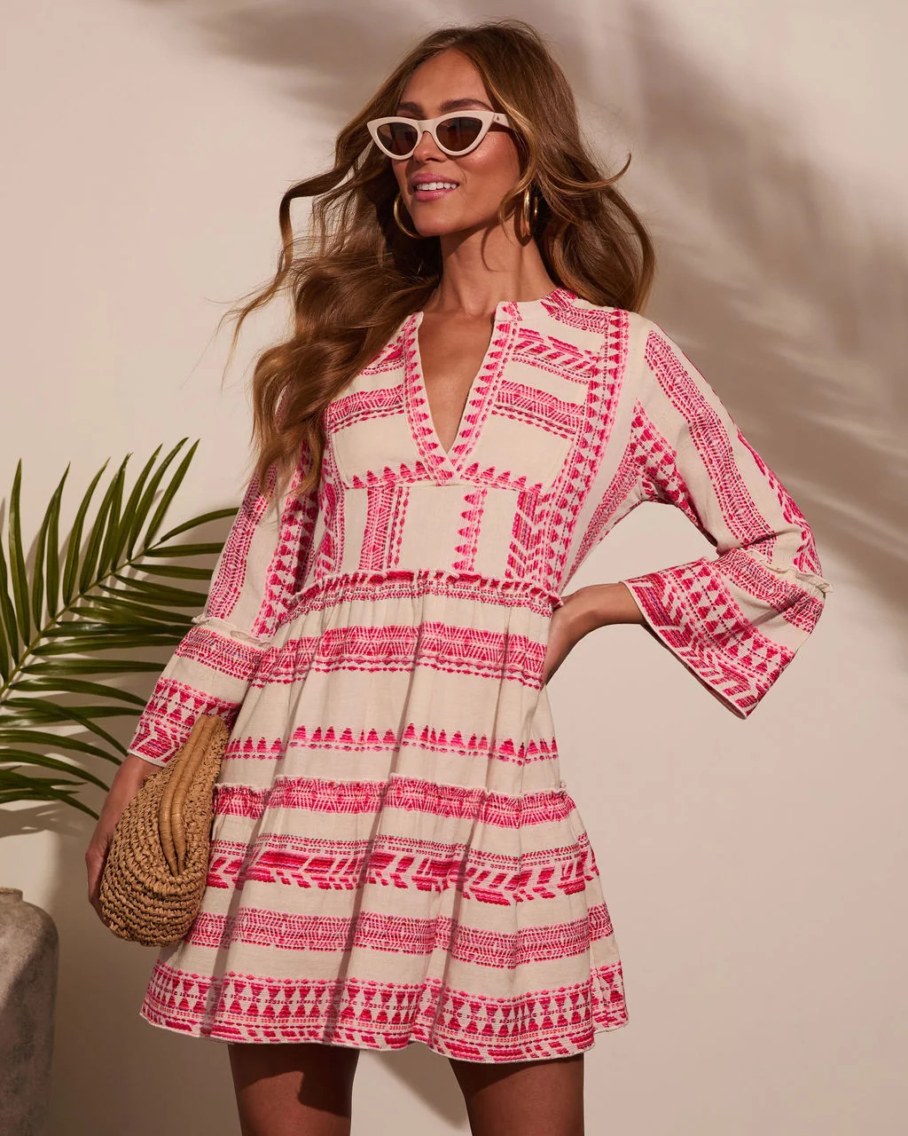 Sonny Abstract Tunic Mini Dress - Pink Multi / L | VICI
