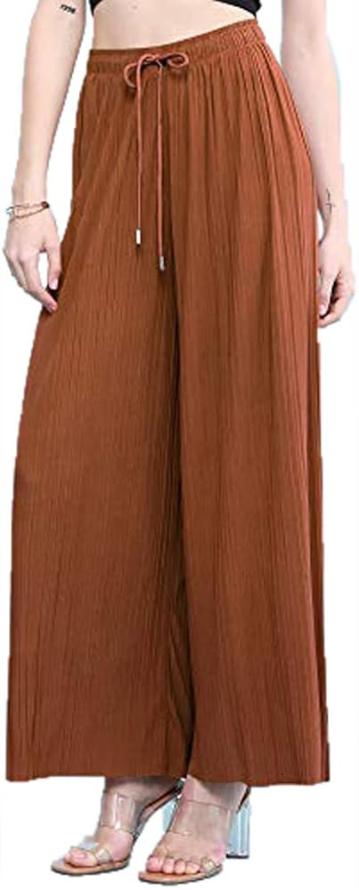 Made By Johnny Women's Pleated Wide Leg Palazzo Pants with Drawstring | Amazon (US)