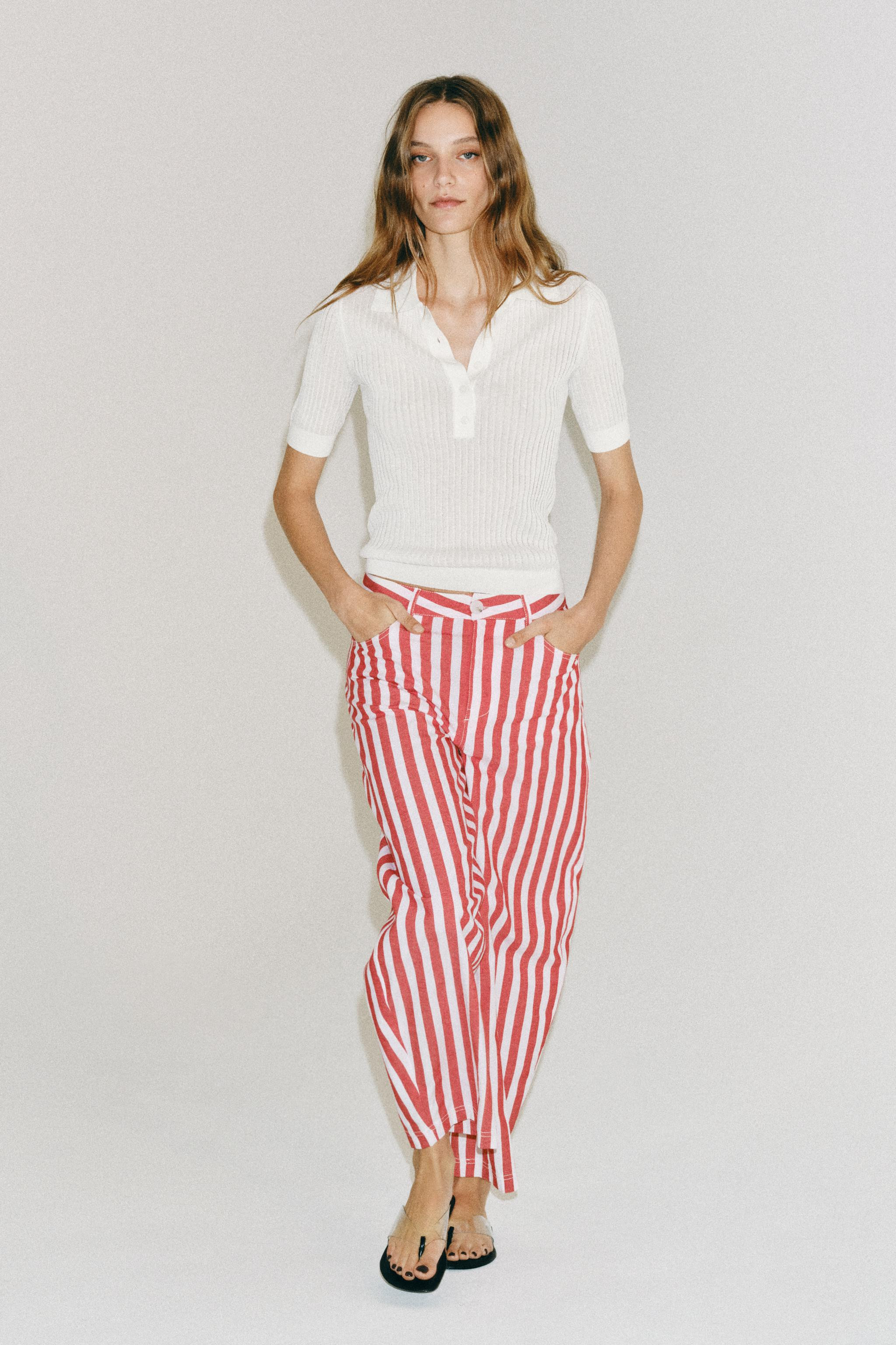 ZW COLLECTION STRIPED TAPERED JEANS | Zara UK