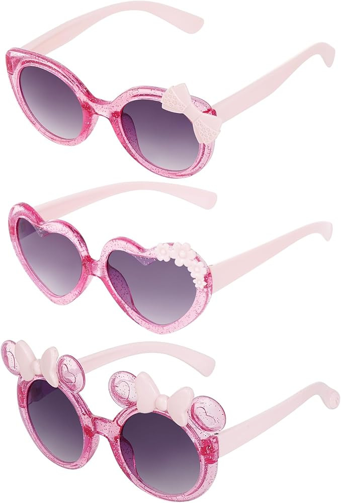 obmwang 3 Pairs Cute Kids Sunglasses Multiple Shaped Glasse for Toddler Girls Age 3-12 Outdoor Be... | Amazon (US)