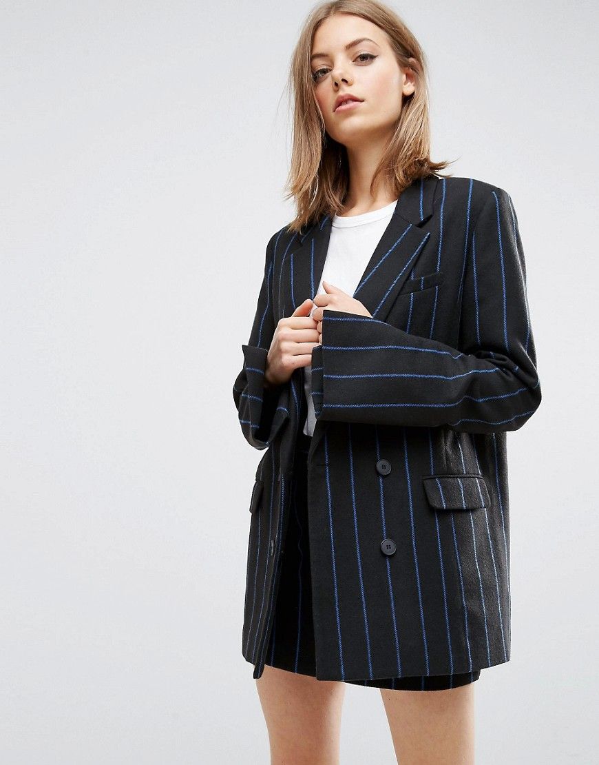 ASOS Oversized Mansy Blazer in Pinstripe - Multi | Asos ROW