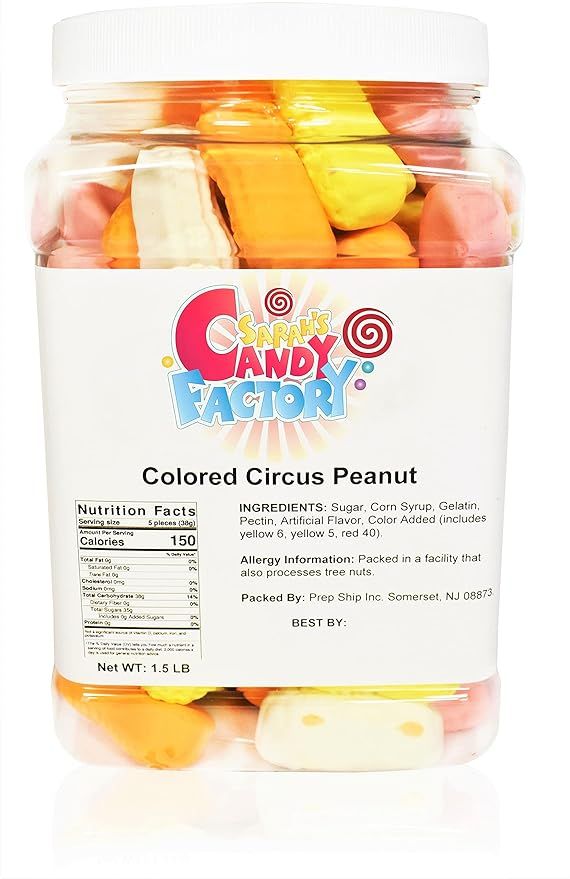 Sarah's Candy Factory Assorted Circus Peanuts Marshmallow | Spangler Retro Candy in Jar, 1.5 Lbs | Amazon (US)