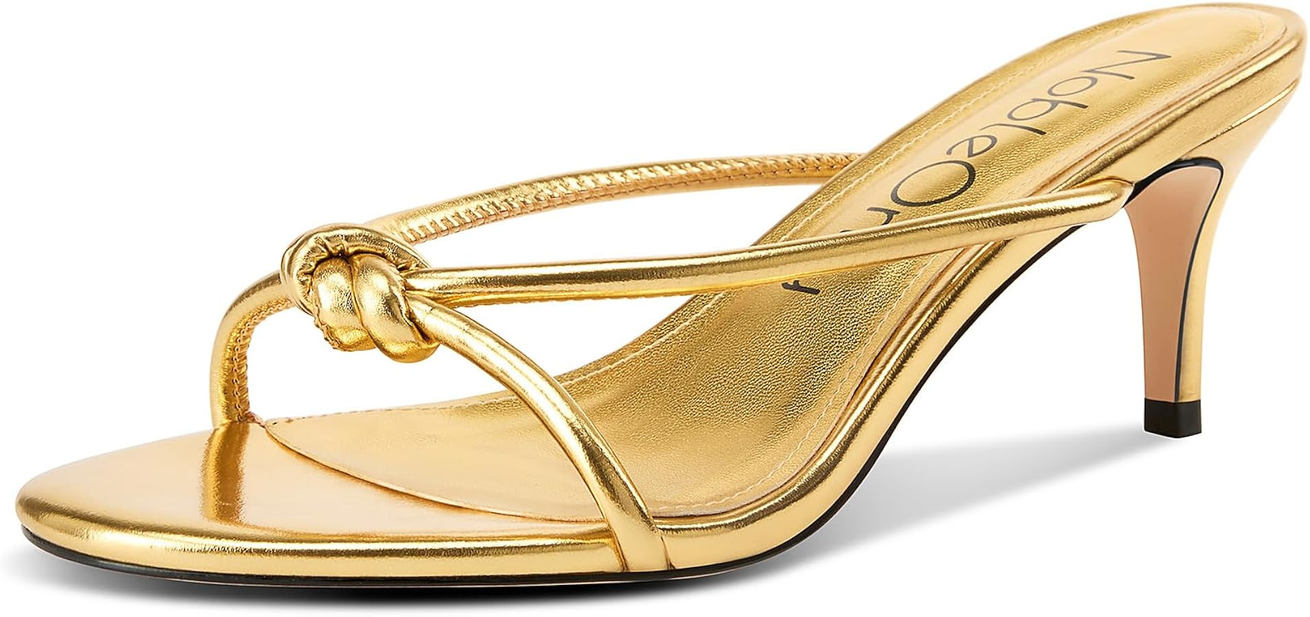 NobleOnly Women's Black Kitten Heel Mule Sandals, 2.4 Inches, Open Toe, Slip On, Party, Prom, Wed... | Amazon (US)