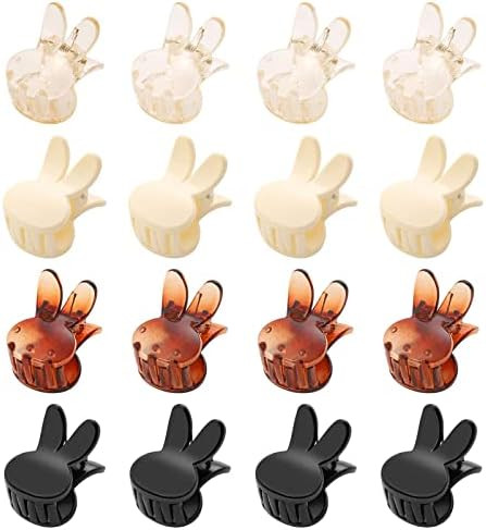 16 PCS Hair Claw Clips, Small Bunny Hair Clips for Women Girls, Non Slip Mini Claw Clips for Thic... | Amazon (US)