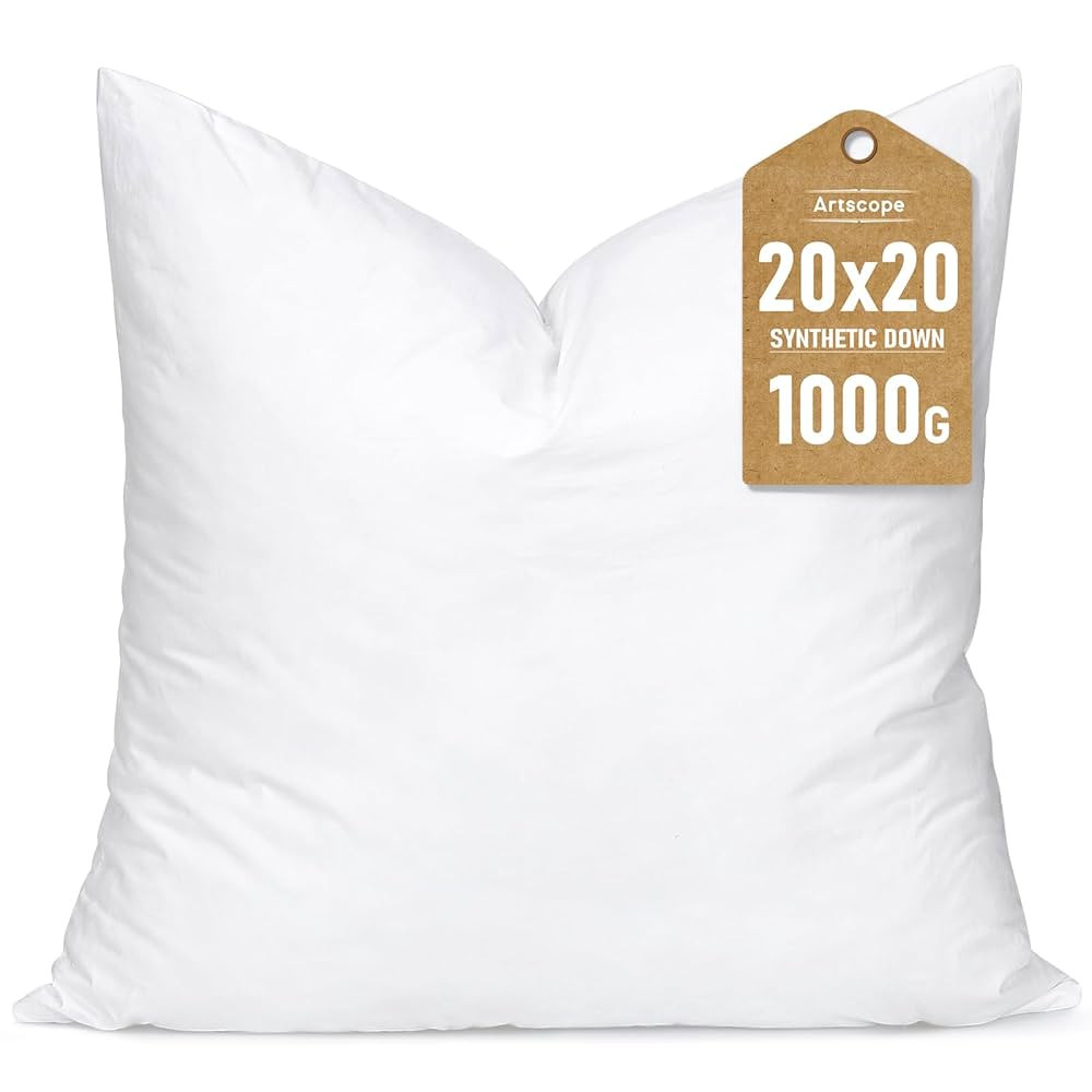 Artscope Synthetic Down Pillow Insert, 20x20 Down Alternative Throw Pillow Insert. Ultra Soft Flu... | Amazon (US)