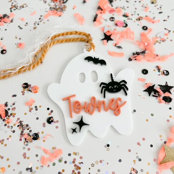 Ghost Tag Halloween Basket Tags Custom Name Tags Pumpkin - Etsy | Etsy (US)
