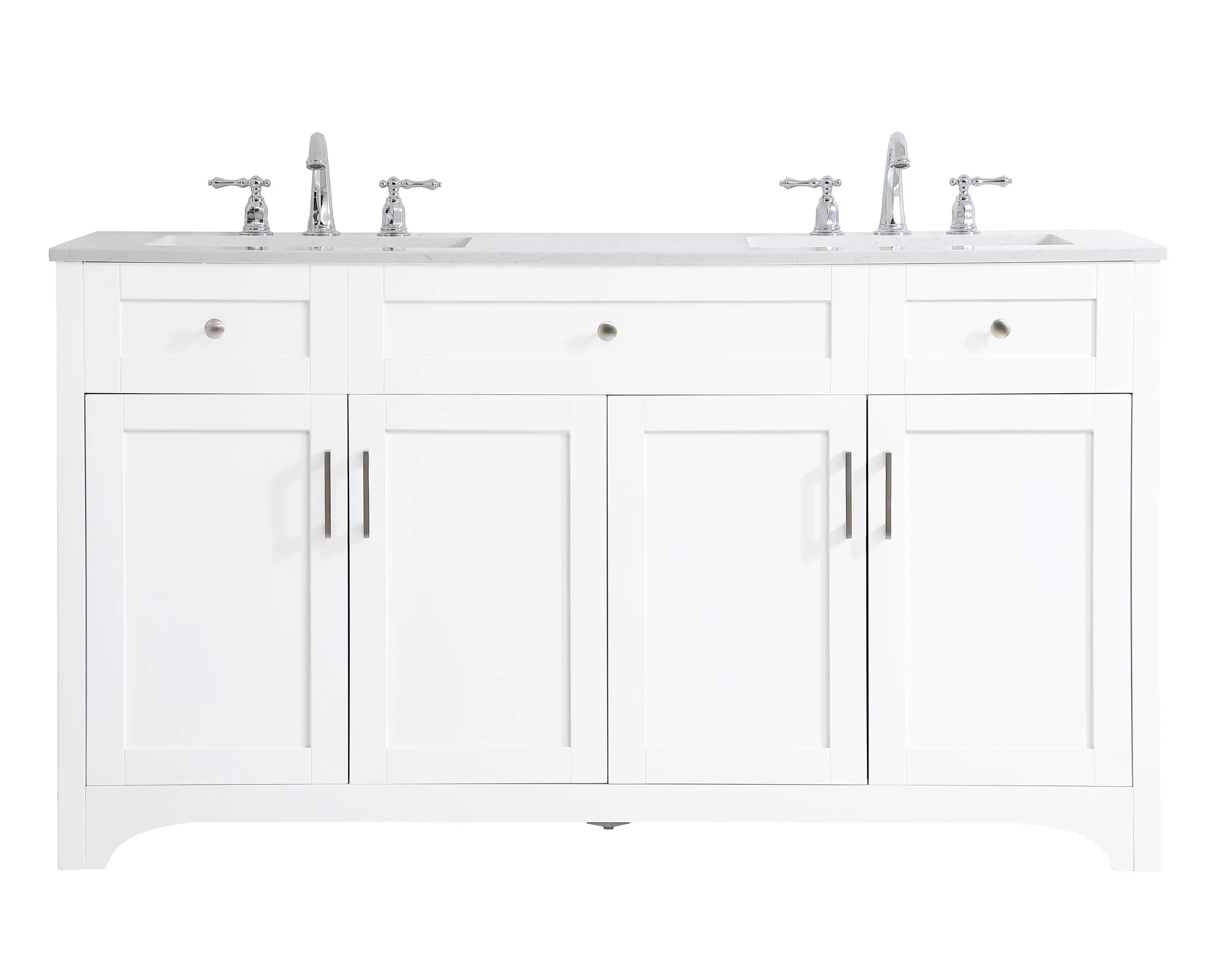 Elegant Decor Home Furnishing 60-in White Undermount Double Sink Bathroom Vanity with Calacatta White Engineered Marble Top (Fully Assembled) | Lowe's