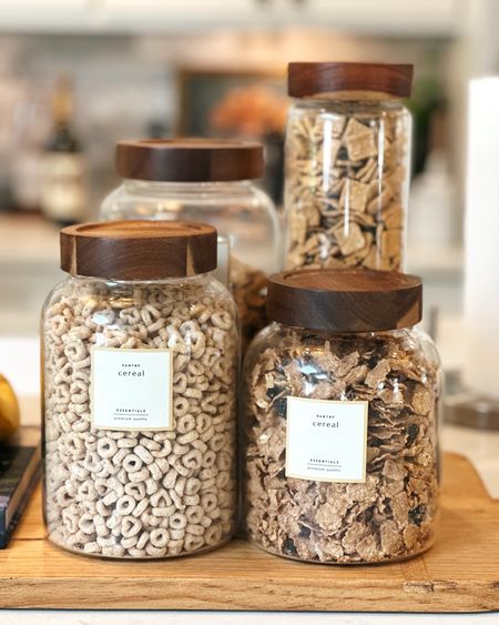 Glass cereal jars with labels perfect for your countertop 🙌🏻 #jars #counter #cereal #kitchen 

#LTKStyleTip #LTKHome