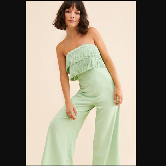 Hutch Crepe Fringe Jumpsuit Size 6 MSRP: $159 Green | Poshmark