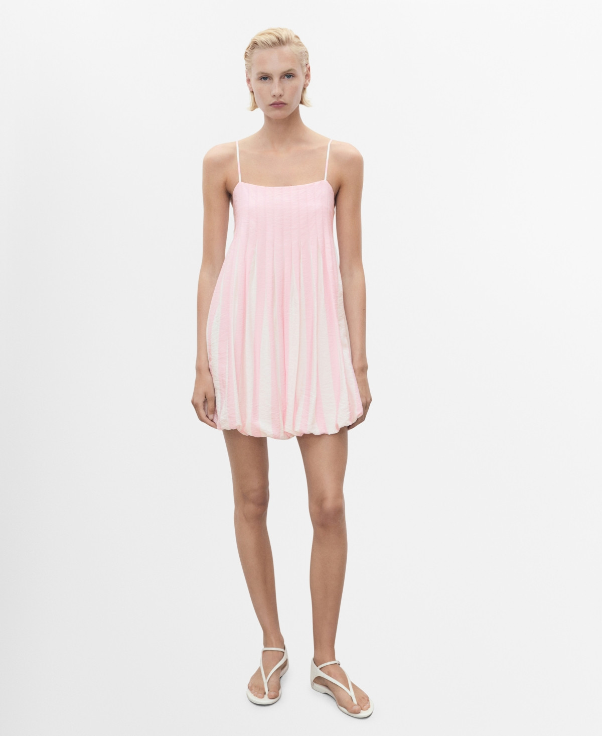 Mango Women's Short Striped Balloon Dress - Pastel Pink | Macy's