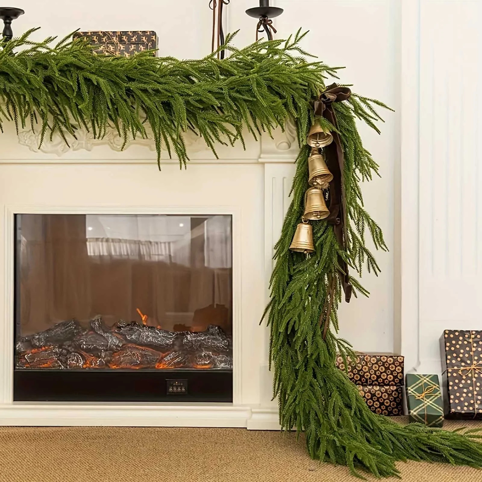 Darzheoy 9FT Christmas Garlands Norfolk Pine Garland Faux Greenery Pine Garland for Table Mantle ... | Walmart (US)