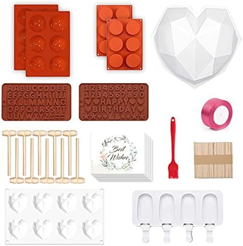Luvan Heart Silicone Chocolate Mold Set with Breakable Heart Mold,Number and Letter Mold,Wooden Hamm | Amazon (US)