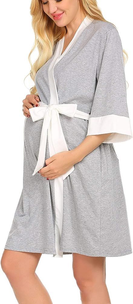 Ekouaer Maternity Nursing Robe Delivery Nightgowns Hospital Breastfeeding Gown | Amazon (US)