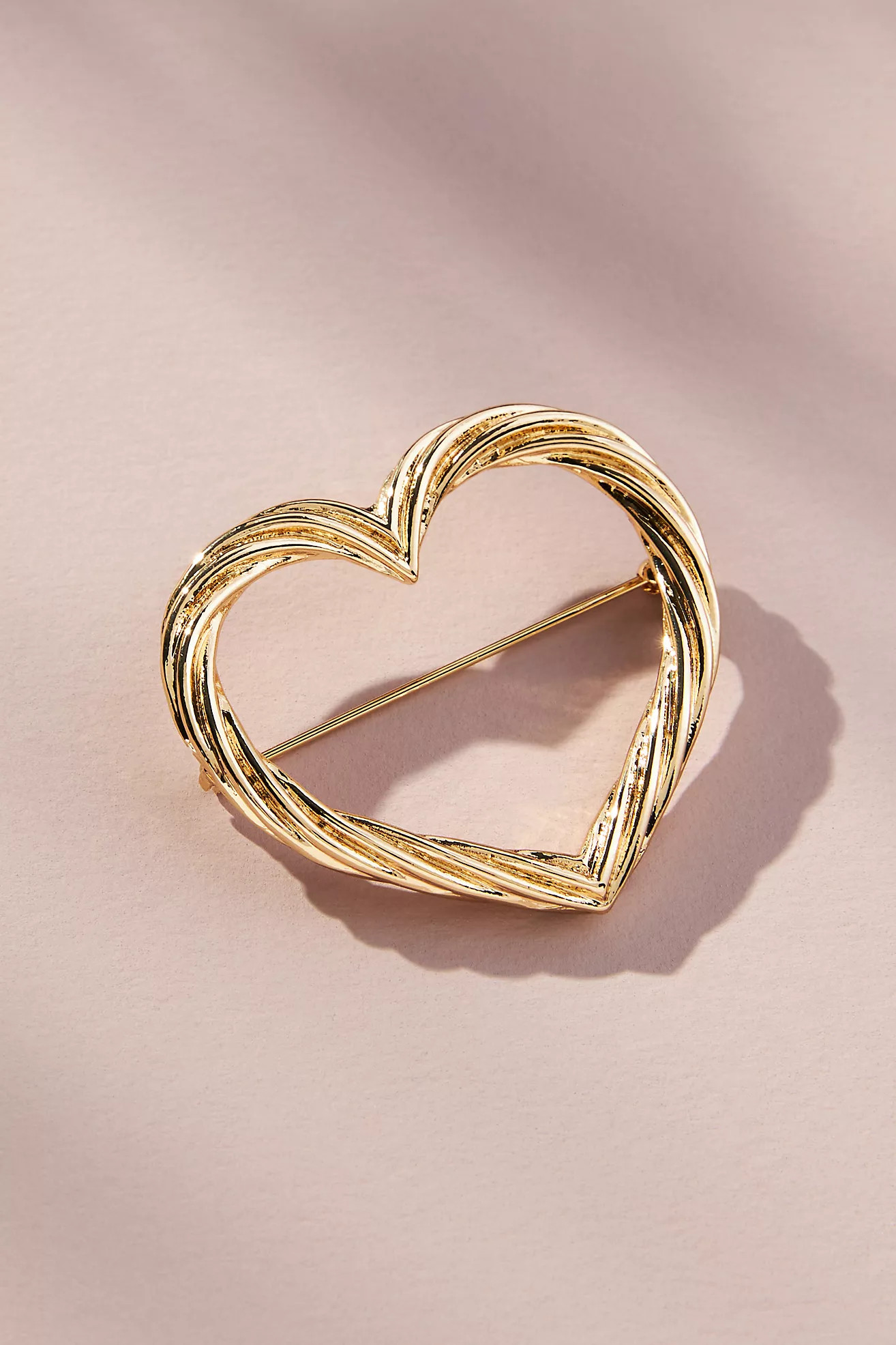 The Restored Vintage Collection: Ribbed Heart Brooch | Anthropologie (US)
