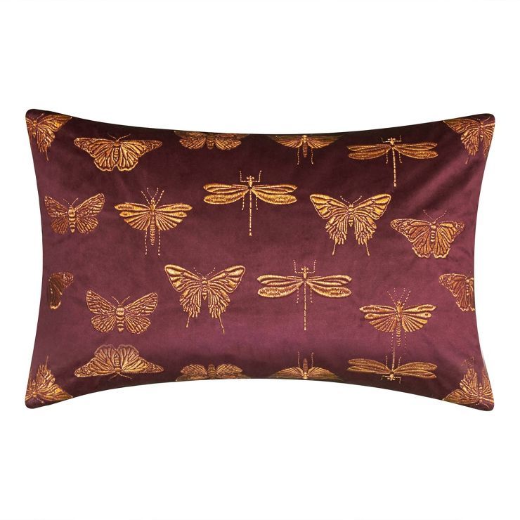 13"x20" Oversize Embroidered Butterflies and Moths Lumbar Throw Pillow - Edie@Home | Target