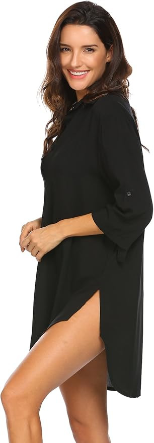 Ekouaer Women's Swimsuit Beach Cover Up Shirt Bikini Beachwear Bathing Suit Beach Dress | Amazon (US)