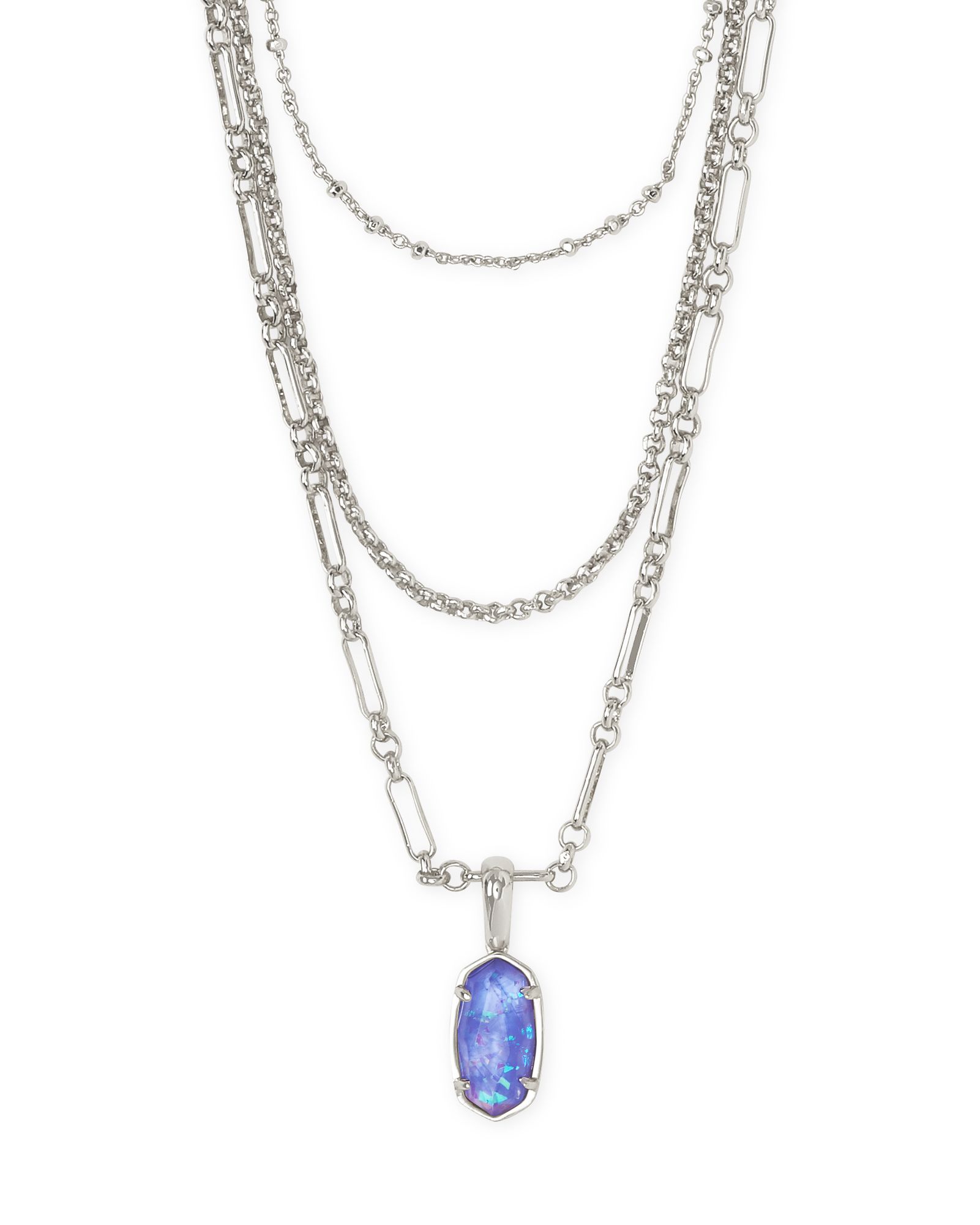 Elisa Silver Triple Strand Necklace in Iridescent Lilac Illusion | Kendra Scott