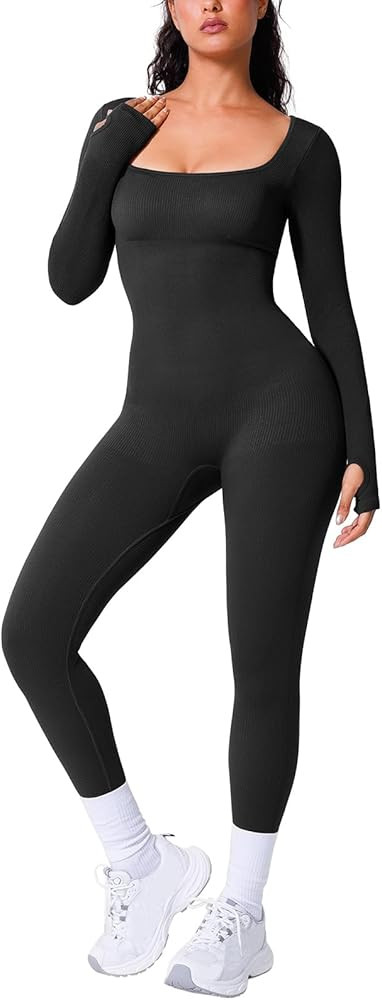 BRXL Long Sleeve Jumpsuit for Women Built-In Bra Workout Yoga Full Body Suits Shapewear One Piece... | Amazon (US)