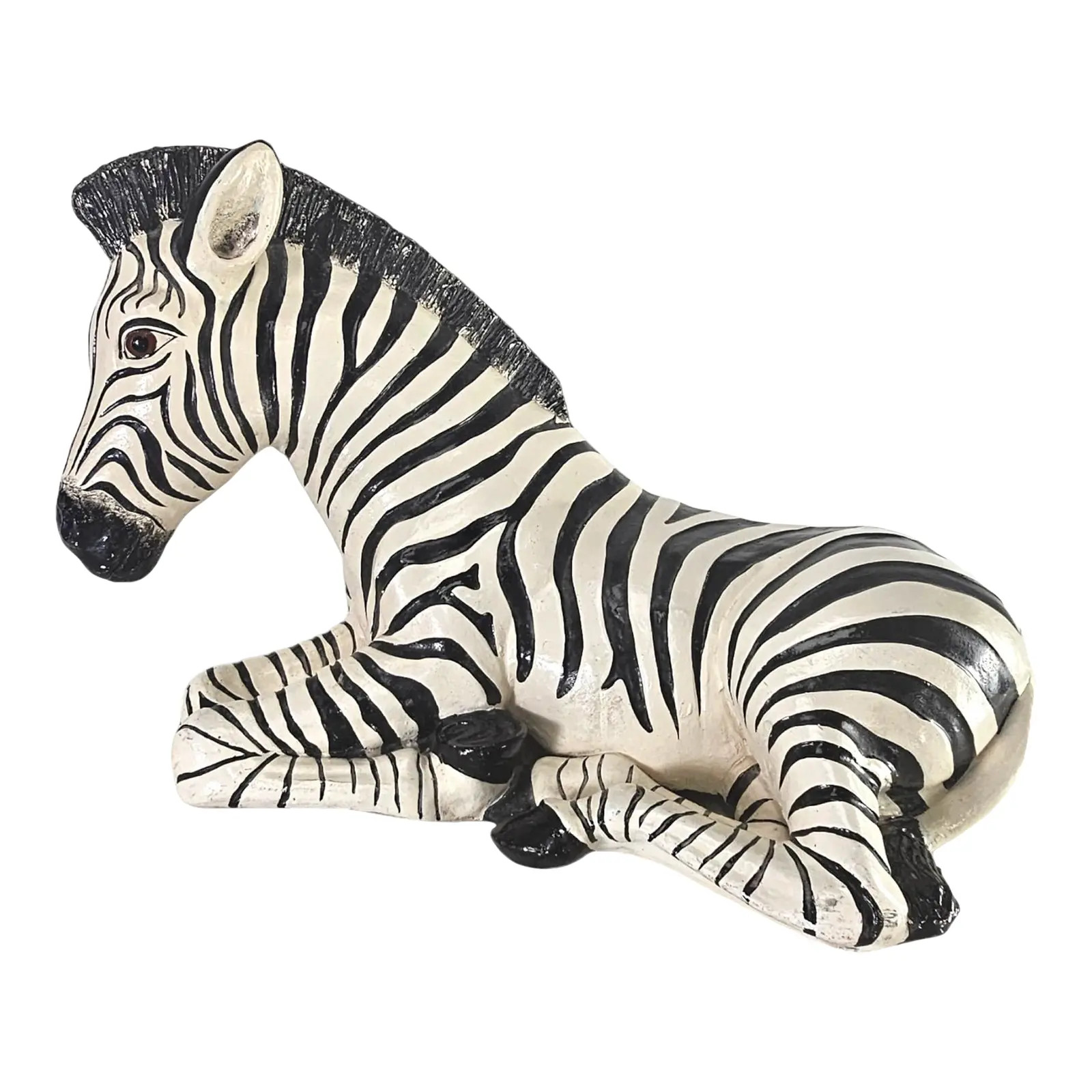 Ceramic Zebra Statue Figure Chalkware Palm Beach Regency Figurine 27" | Chairish