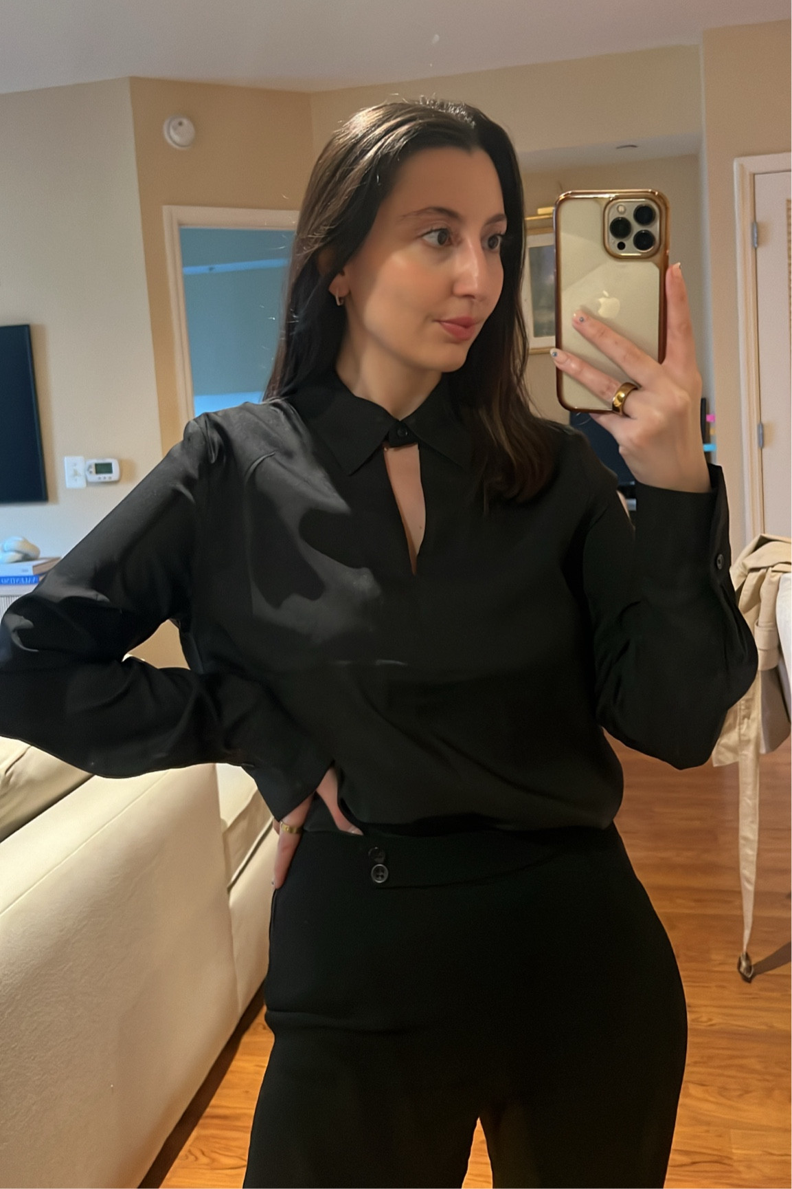 Work ootd: a twist on the classic black button down from Banana Republic! And it’s on sale! 🖤

#LTKsalealert #LTKfindsunder50 #LTKworkwear