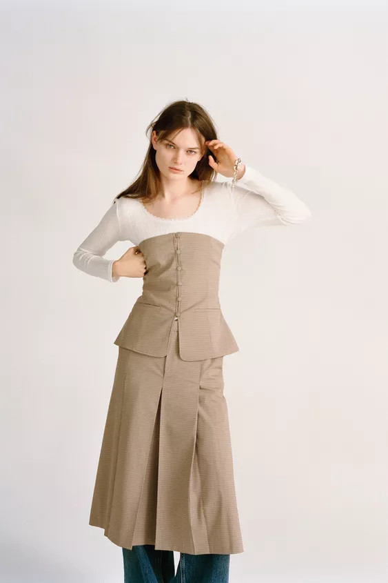 CHECKERED STRAPLESS TOP | Zara US