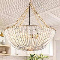 5-Light 20" Boho Wood Beaded Chandelier Boho Chandelier Bristol Wood Bead Chandeliers Beaded Ligh... | Amazon (US)