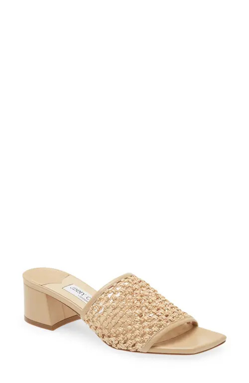 Jimmy Choo Themis Raffia Slide Sandal in Barley at Nordstrom, Size 11Us | Nordstrom