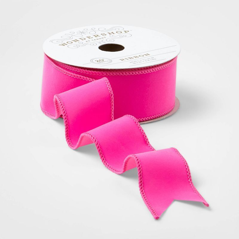 1.5" Velvet Fabric Ribbon Pink 20ft - Wondershop™ | Target