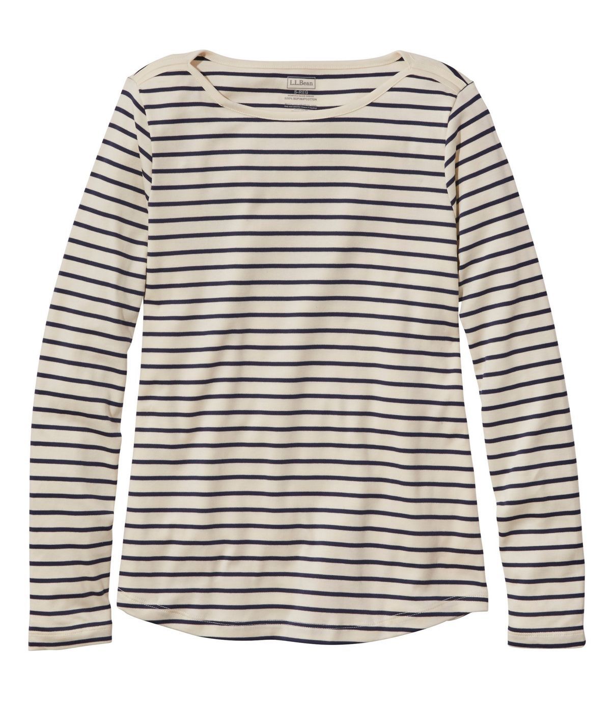 Women's Pima Cotton Shaped Tee, Long-Sleeve Boatneck Stripe | L.L. Bean